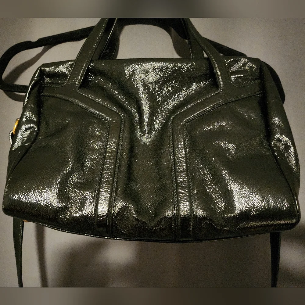 Yves Saint Laurent Black Patent Leather Satchel